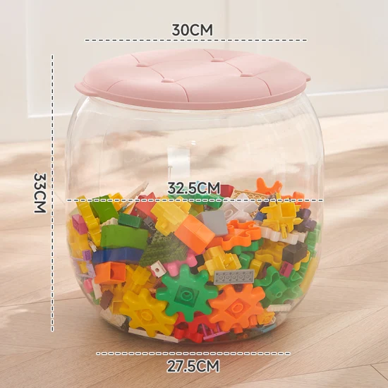 Taburete de almacenamiento transparente creativo para almacenamiento de artículos diversos de juguetes domésticos