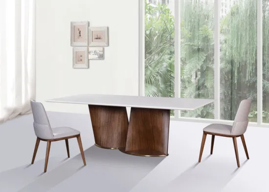Muebles de mesa de comedor de acero inoxidable, mármol natural, hogar moderno, de madera, hechos a medida