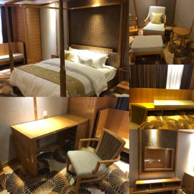 Fábrica de Foshan por encargo moderno comercial de madera Hotel Dormitorio Salón Muebles de ratán para hotelería de 5 estrellas Resort Villa Muebles de apartamento